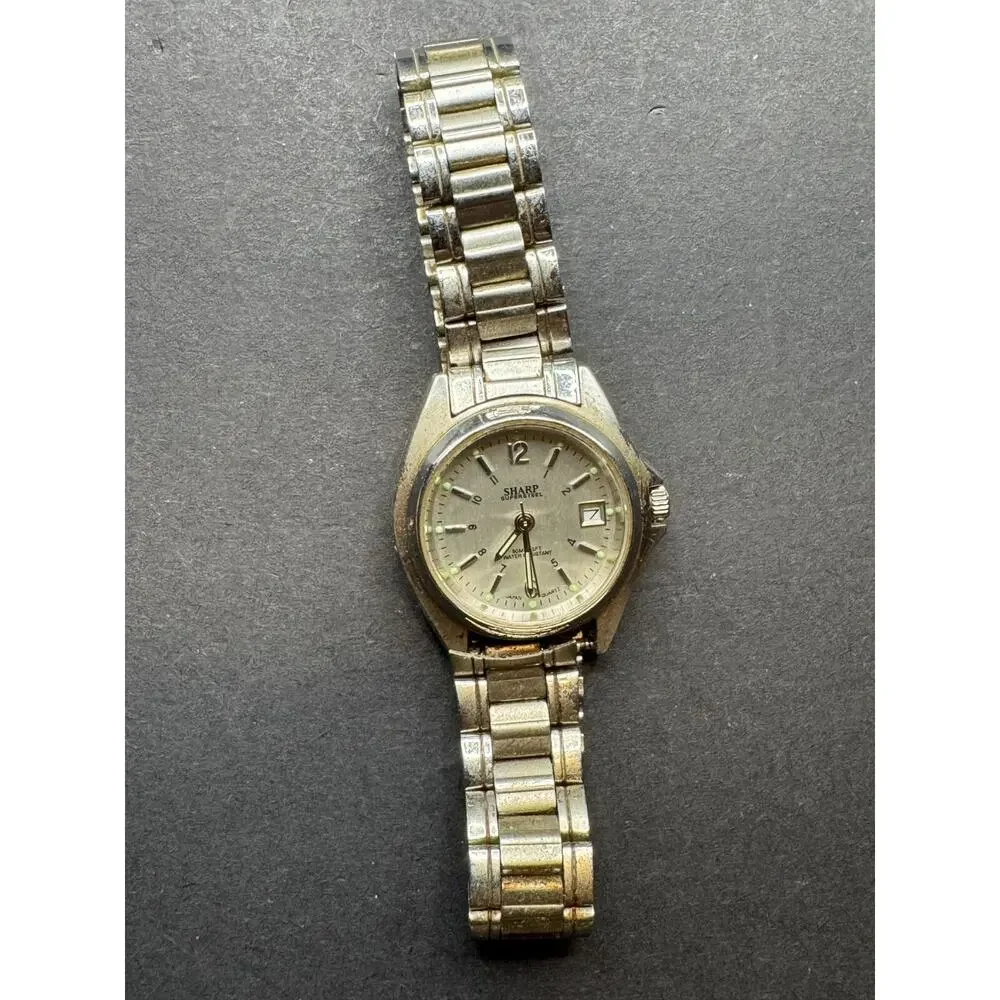 Sharp Supersteel Watch 352620 Stainless Steel Silver Dial 5ATM Water Resistant